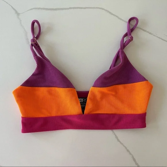 Beach Riot Alexis Rib Colorblock Bikini Top NWOT - Picture 4 of 9